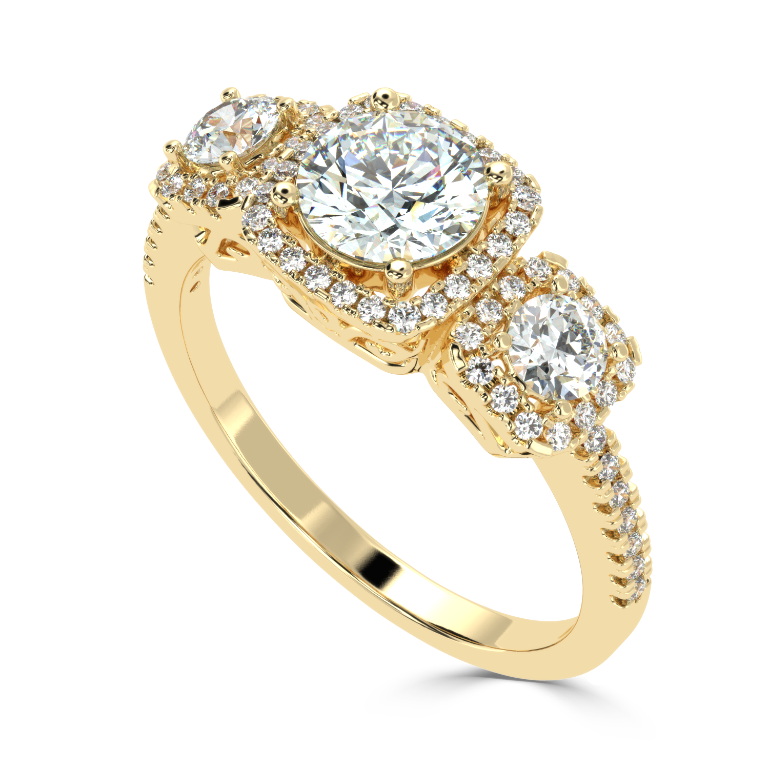 Buy 1.42Ct Three-stone Natural Diamond Ring | SolitaireKart
